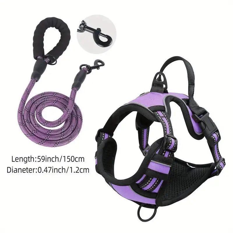 Reflective Service Dog Harness with Handle for Small Large Dogs