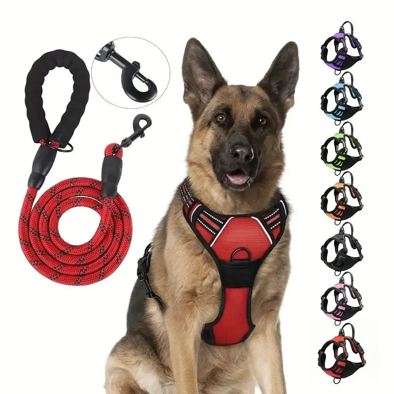 Reflective Service Dog Harness with Handle for Small Large Dogs