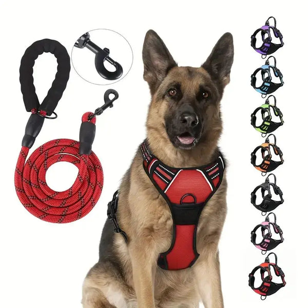 Reflective Service Dog Harness with Handle for Small Large Dogs