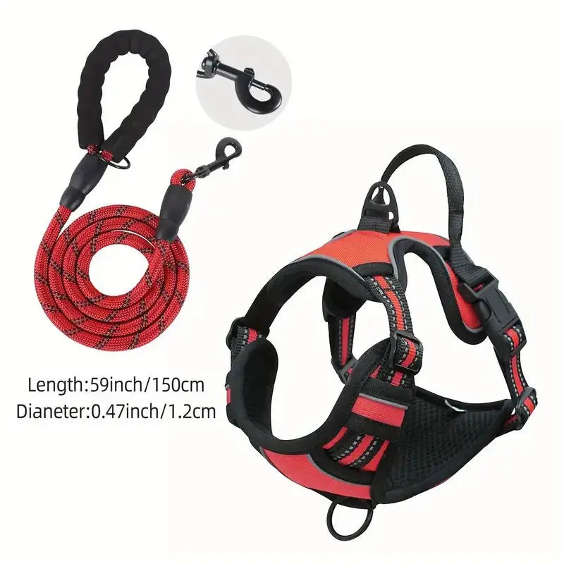 Reflective Service Dog Harness with Handle for Small Large Dogs