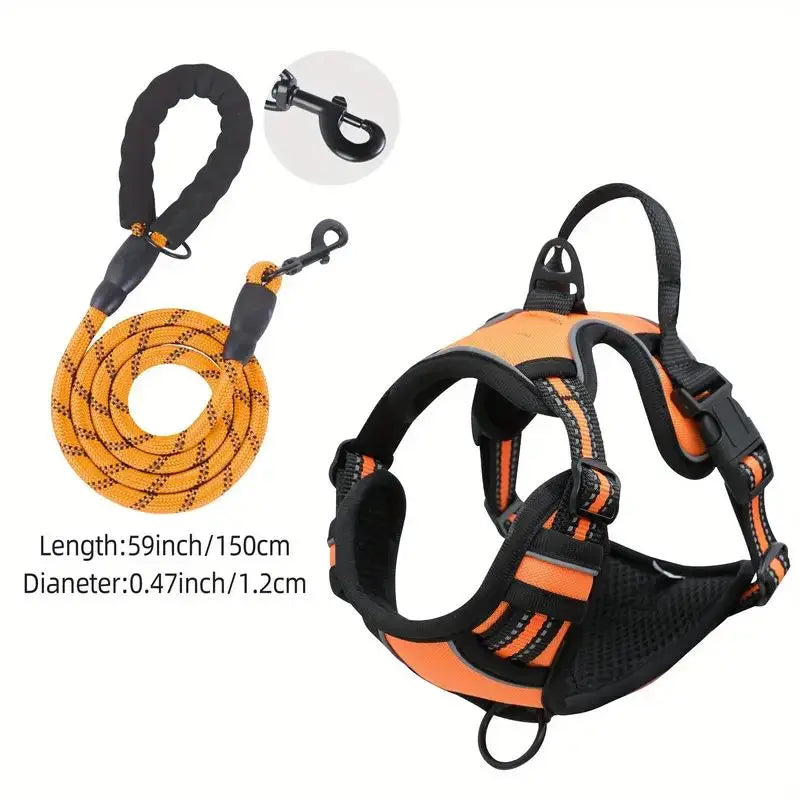 Reflective Service Dog Harness with Handle for Small Large Dogs