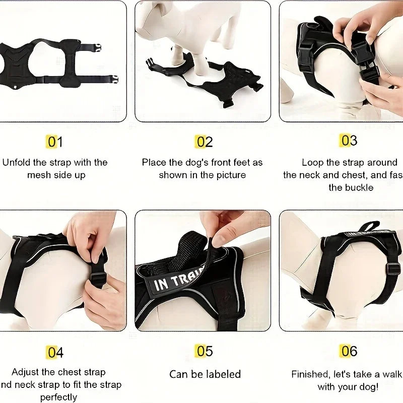 Tactical Reflective Dog Harness Heavy Duty Vest for Large Dogs