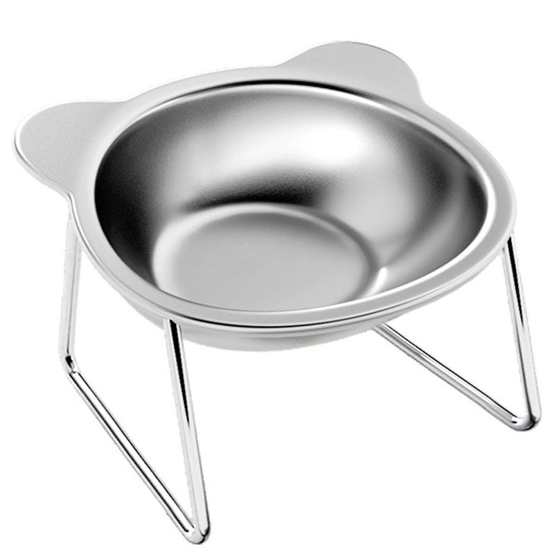 Elevated Stainless Steel Pet Bowl with Neck Protection Rack Stand