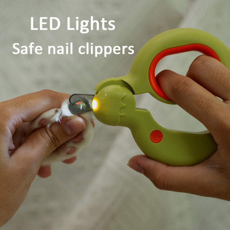 LED Pet Nail Clippers Safe Grooming Tool for Cats Dogs