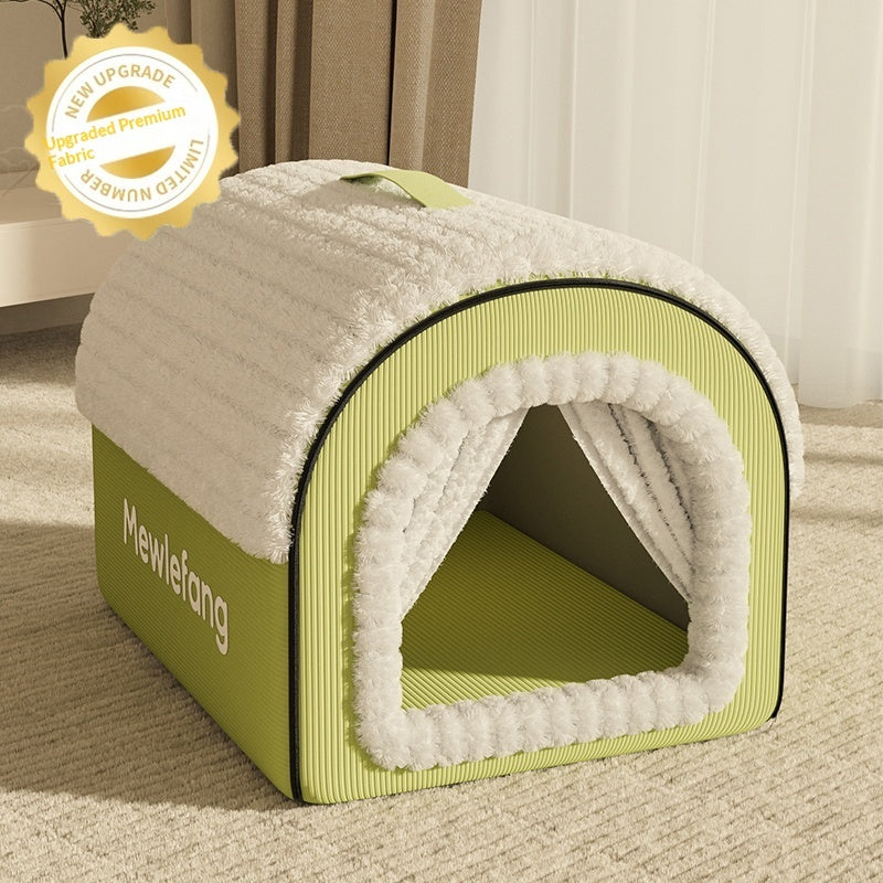 Enclosed Winter Cat Bed Thickened Four-Season Warm Pet House Cushion