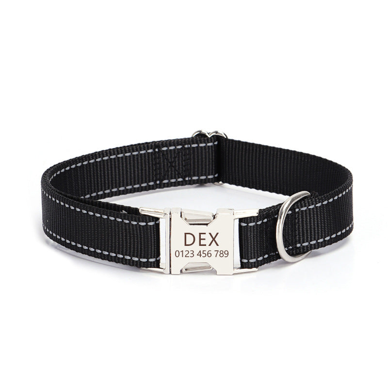 Nylon Reflective Dog Collar Adjustable Safety Collar for Daily Walking