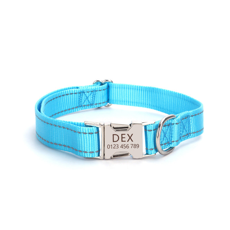 Nylon Reflective Dog Collar Adjustable Safety Collar for Daily Walking