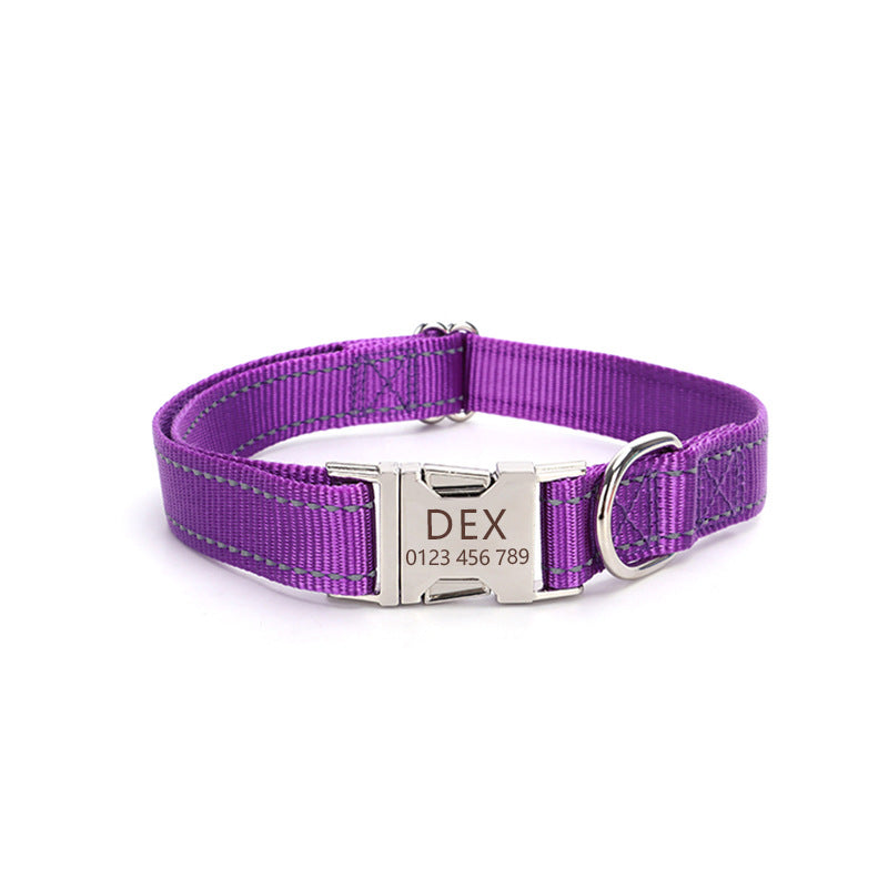 Nylon Reflective Dog Collar Adjustable Safety Collar for Daily Walking