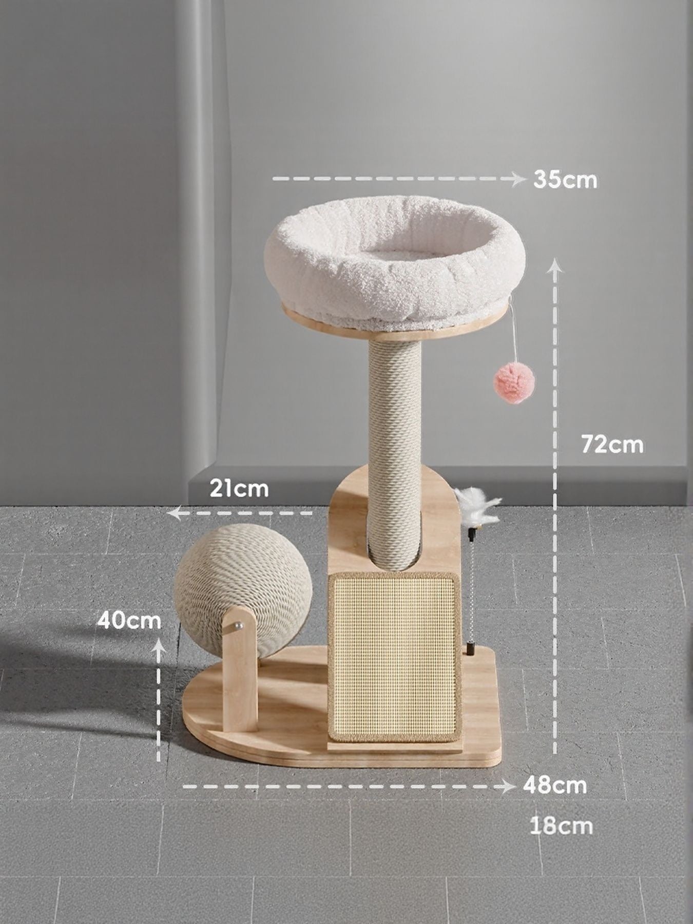 Modern Plush Cat Tree with Scratching Post for Indoor Cats