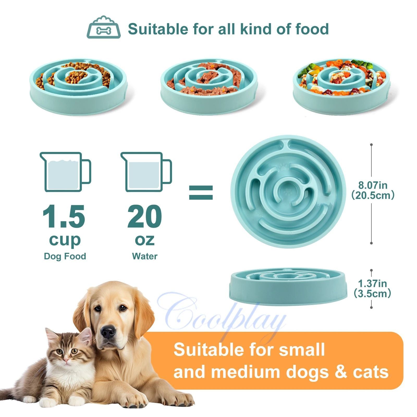 Non Slip Slow Feeder Dog Bowl for Healthy Pet Feeding
