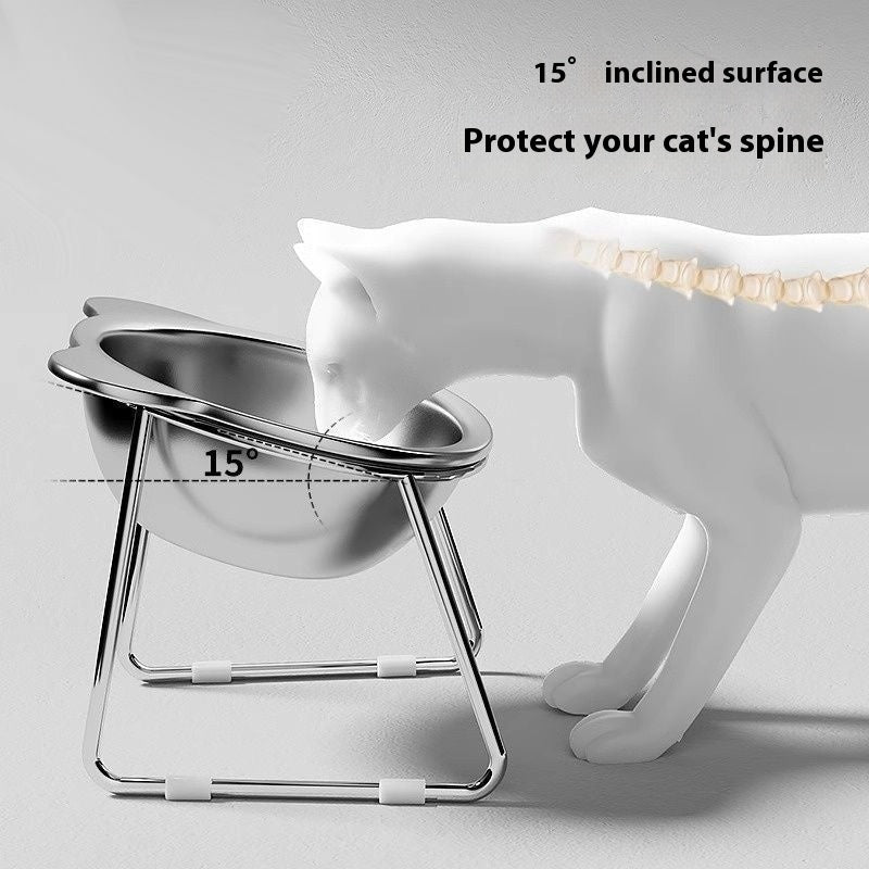 Elevated Stainless Steel Pet Bowl with Neck Protection Rack Stand