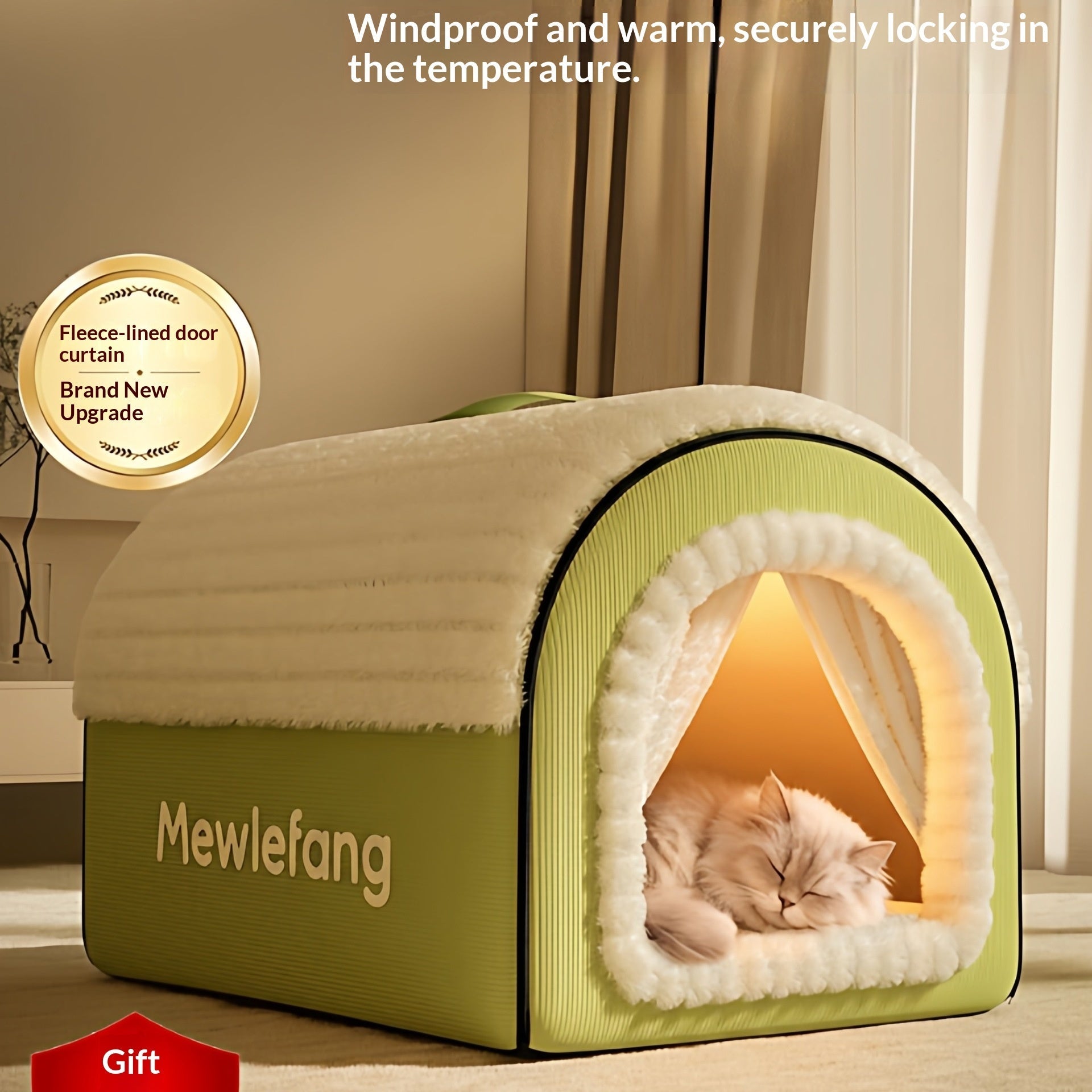 Enclosed Winter Cat Bed Thickened Four-Season Warm Pet House Cushion