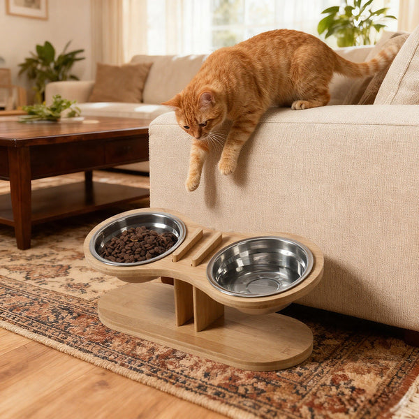 Adjustable Tilted Pet Stand with Feeding Bowl for Comfortable Eating