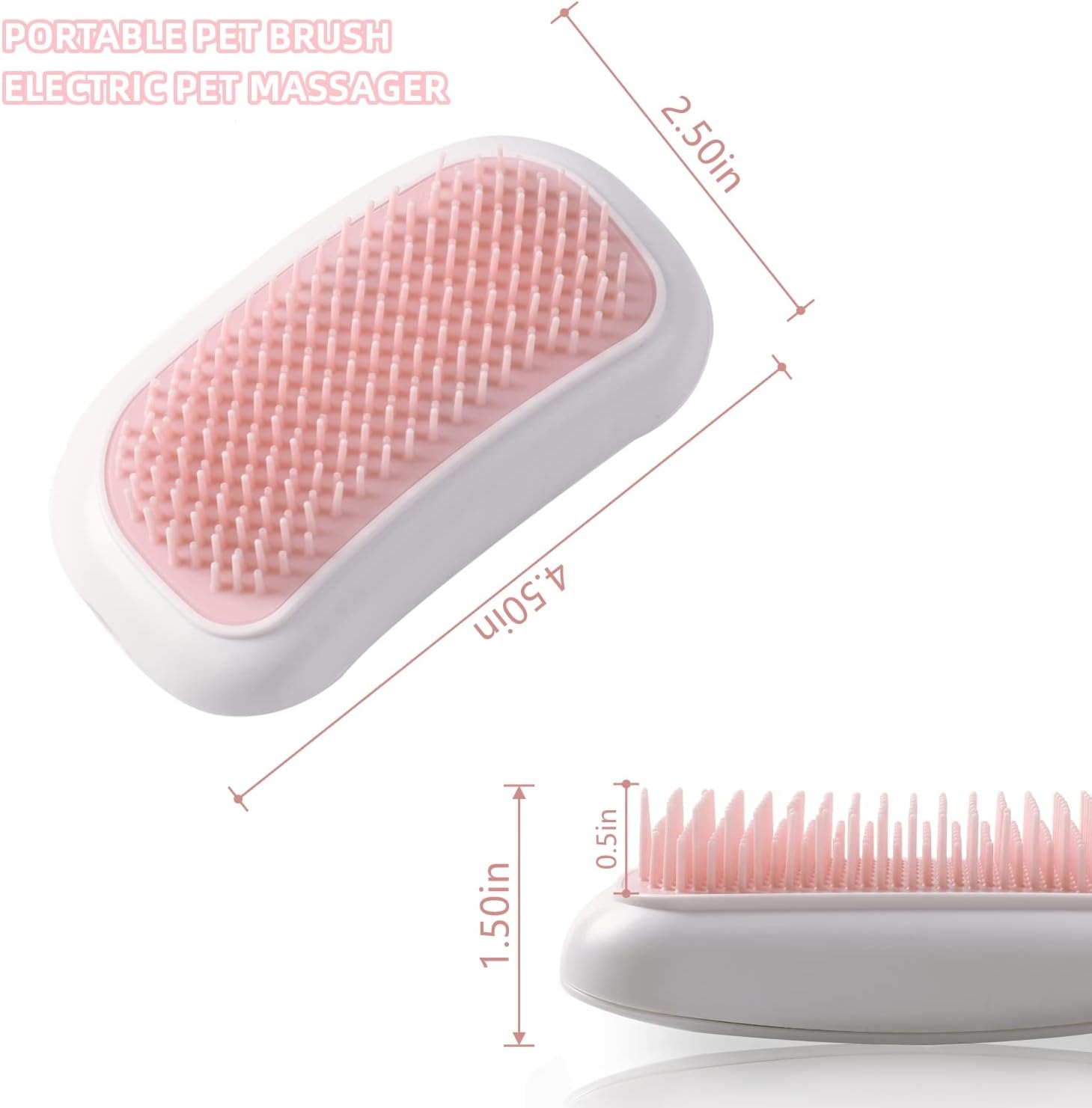 Portable Electric Pet Massage Brush for Cats and Dogs Pink