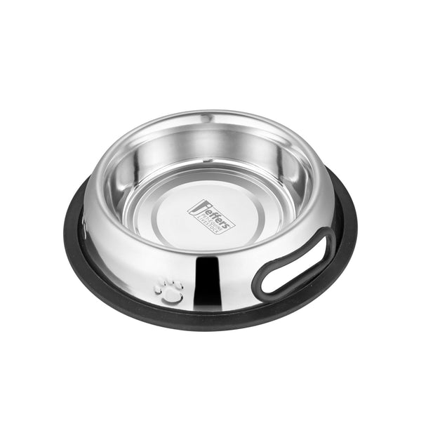 No-Tip Stainless Steel Pet Bowl with Anti-Skid Rubber Base Feeding