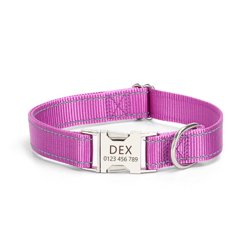Nylon Reflective Dog Collar Adjustable Safety Collar for Daily Walking
