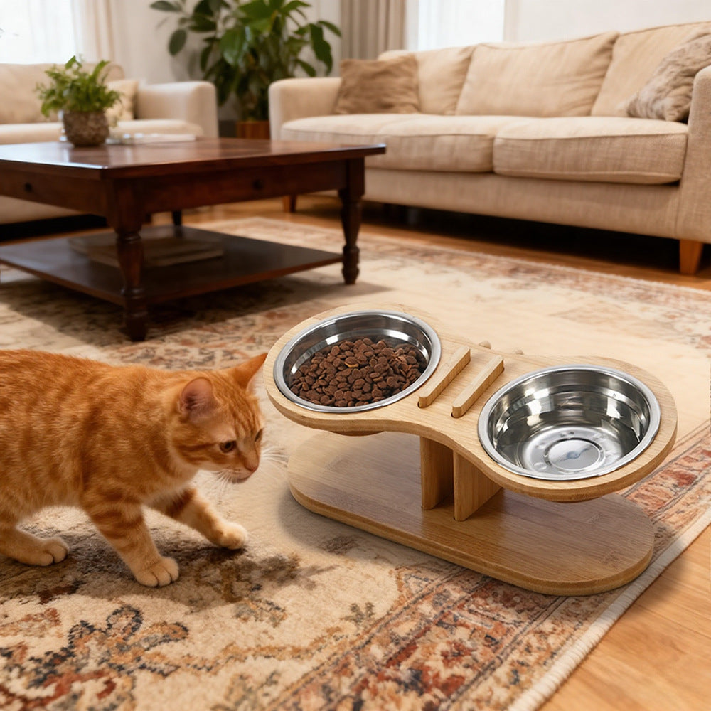 Adjustable Tilted Pet Stand with Feeding Bowl for Comfortable Eating