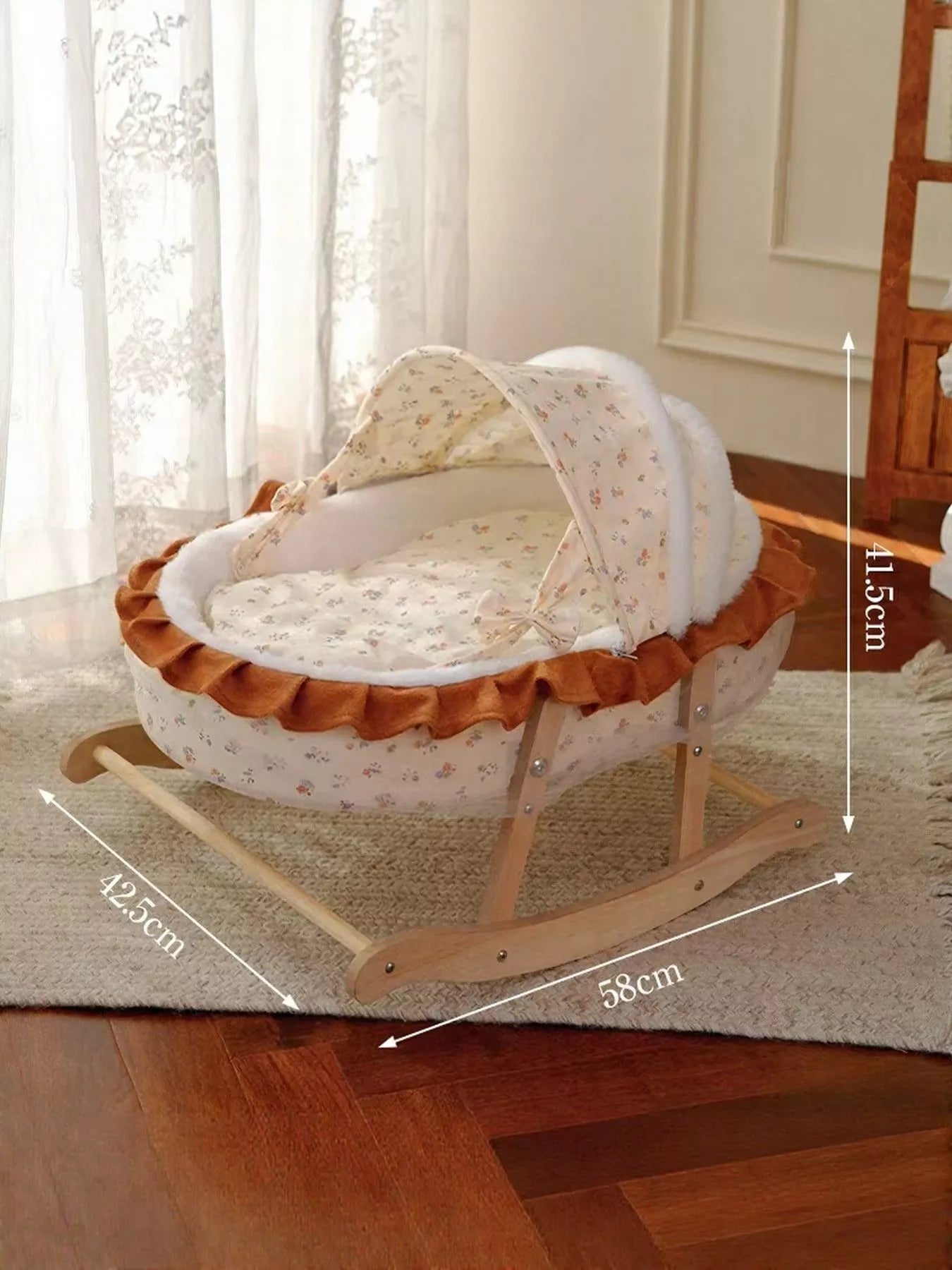 Rocking Pet Bed with Canopy Comfortable Cozy Sleeping Lounge Cushion