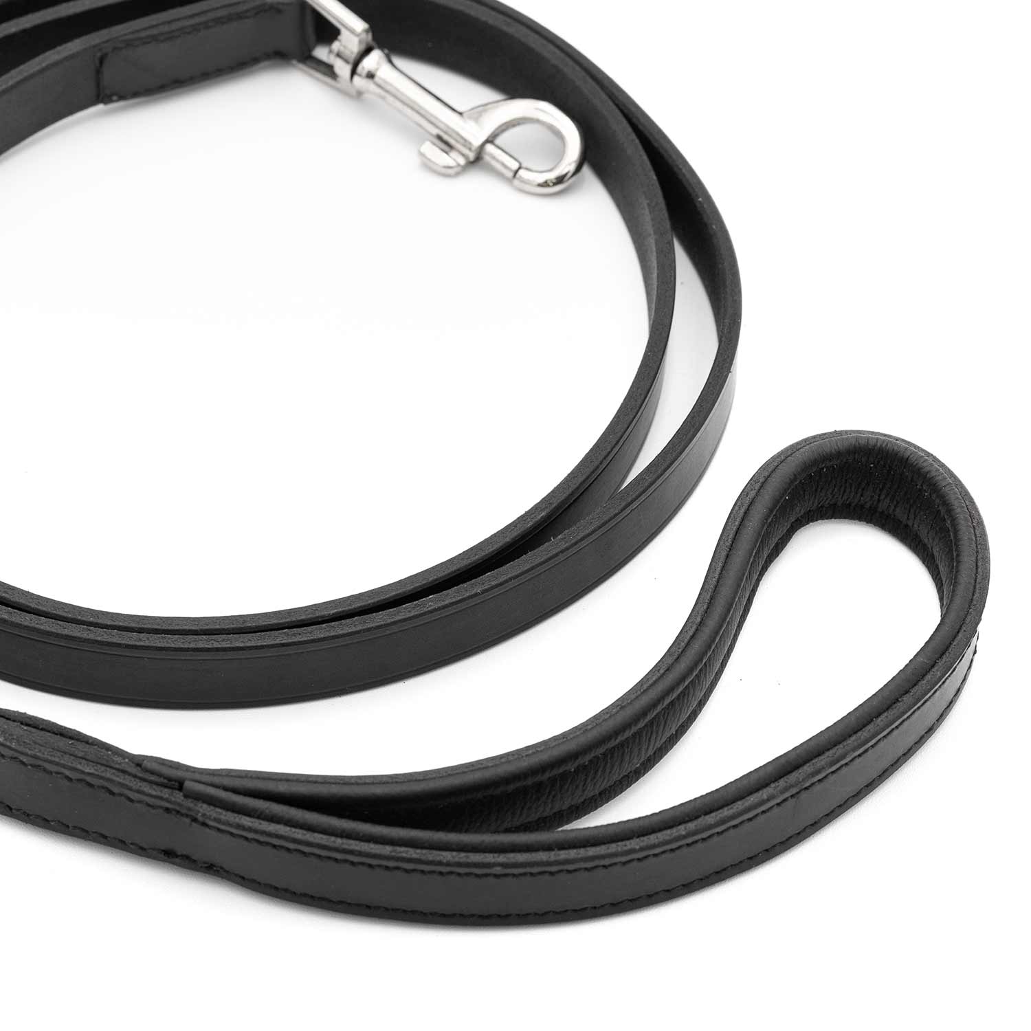 Black Padded Leather Pet Leash Durable Comfortable Dog Walking Lead