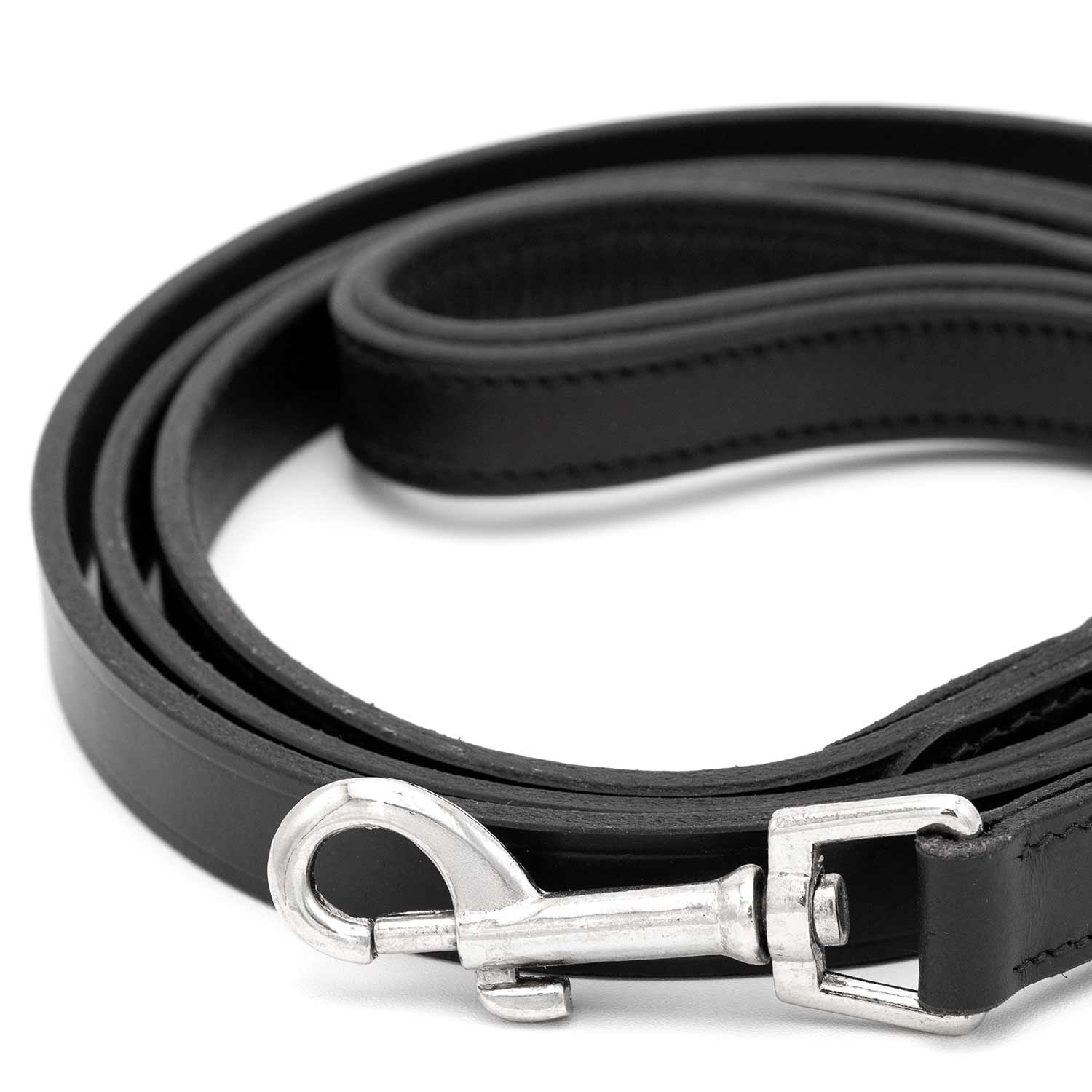 Black Padded Leather Pet Leash Durable Comfortable Dog Walking Lead