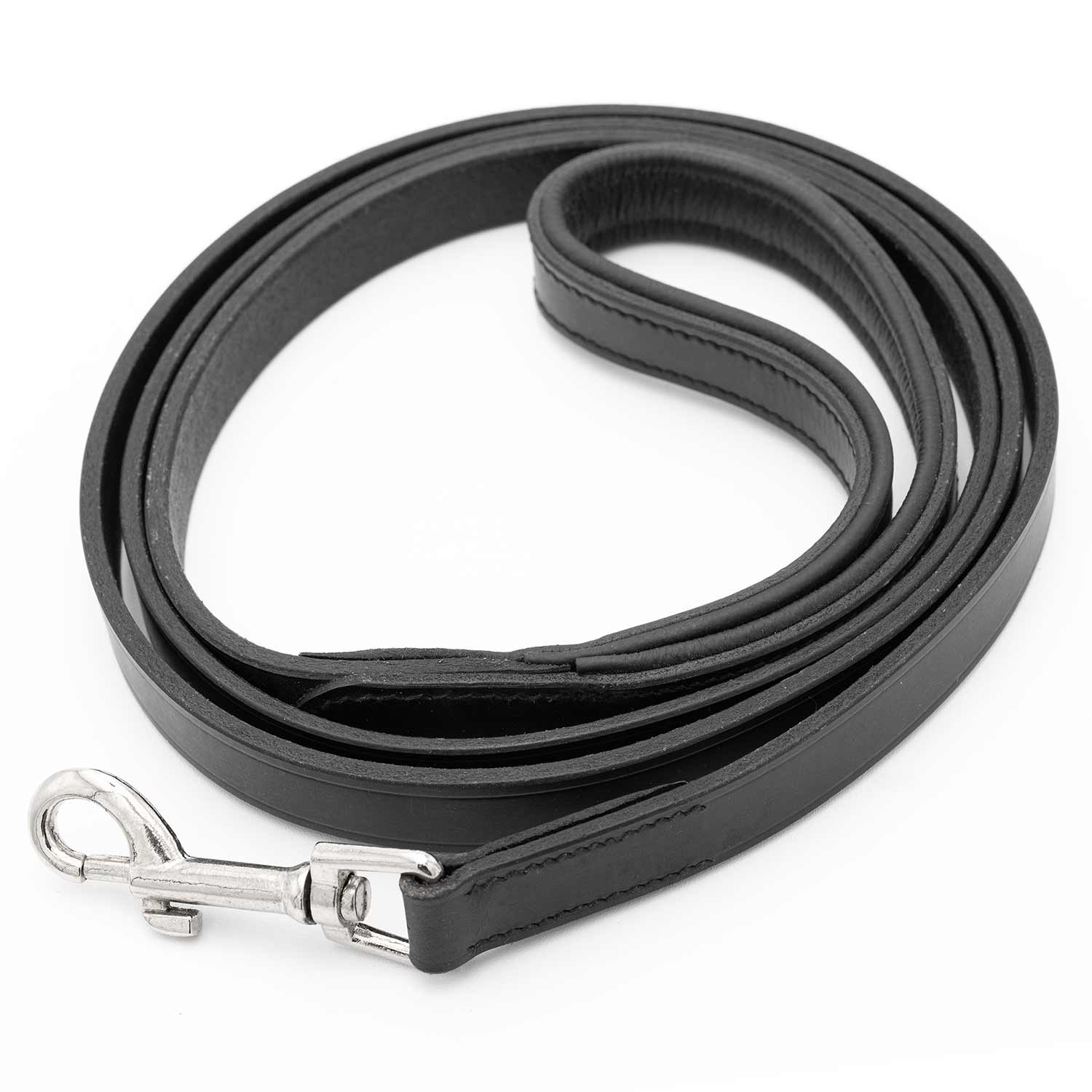 Black Padded Leather Pet Leash Durable Comfortable Dog Walking Lead