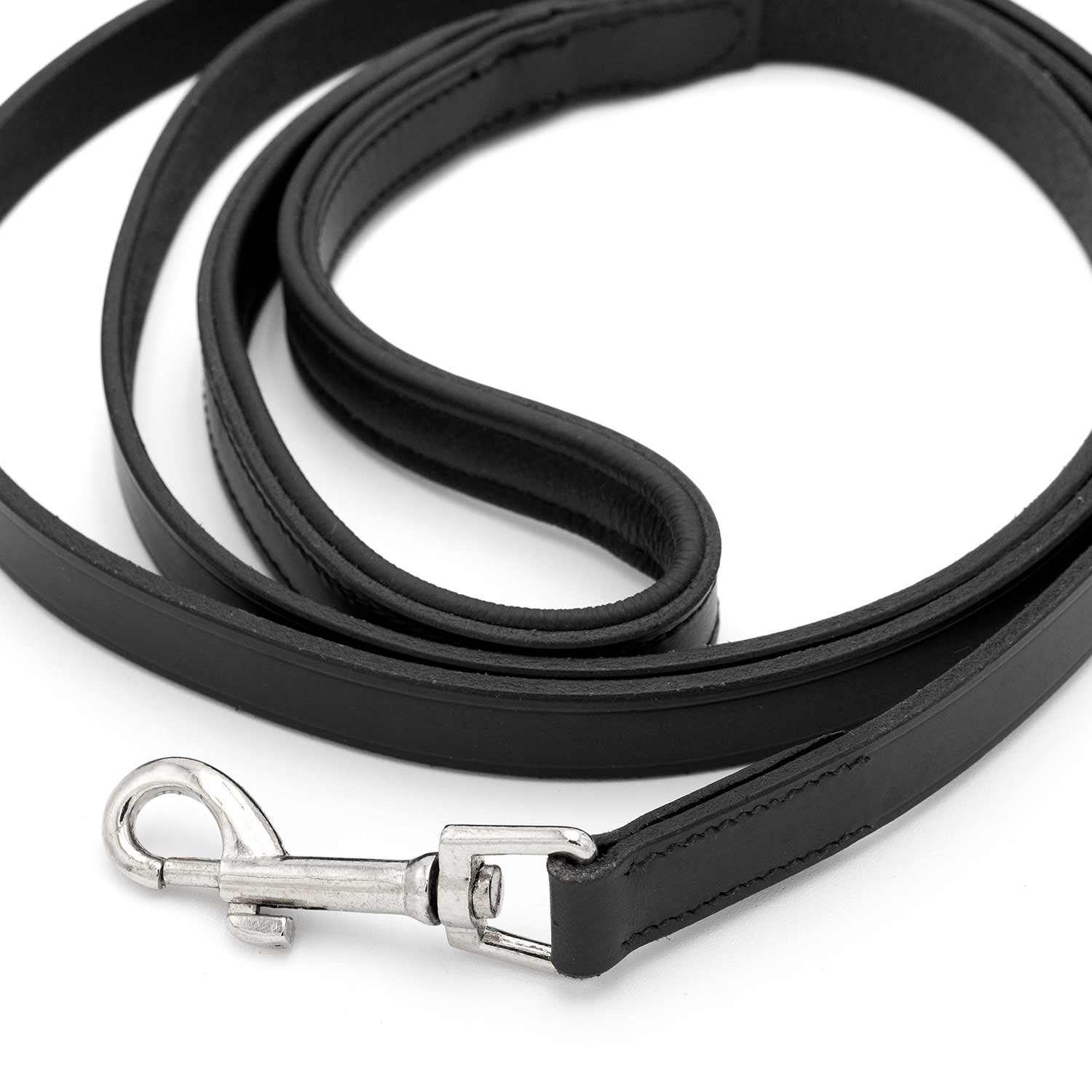 Black Padded Leather Pet Leash Durable Comfortable Dog Walking Lead