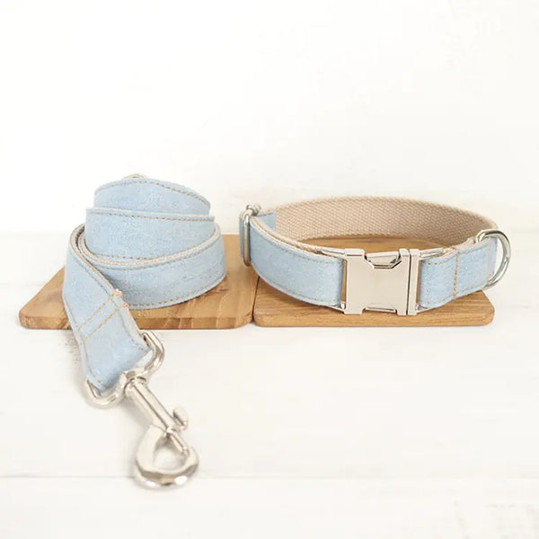 Blue Denim Dog Leash Durable Stylish Pet Walking Accessory Strap